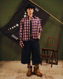 2IN1 DETACHABLE FLANNEL SHIRT PURPLE