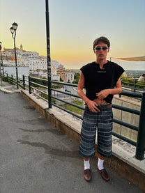 "RAW BRICK" SMOKED INDIGO RAW DENIM JORTS CUSTOM|| 1969 FOLLEMENTE