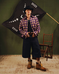 2IN1 DETACHABLE FLANNEL SHIRT PURPLE