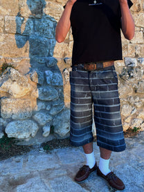 "RAW BRICK" SMOKED INDIGO RAW DENIM JORTS CUSTOM|| 1969 FOLLEMENTE
