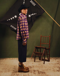 2IN1 DETACHABLE FLANNEL SHIRT PURPLE