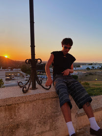 "RAW BRICK" SMOKED INDIGO RAW DENIM JORTS CUSTOM|| 1969 FOLLEMENTE