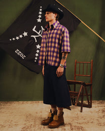 2IN1 DETACHABLE FLANNEL SHIRT PURPLE