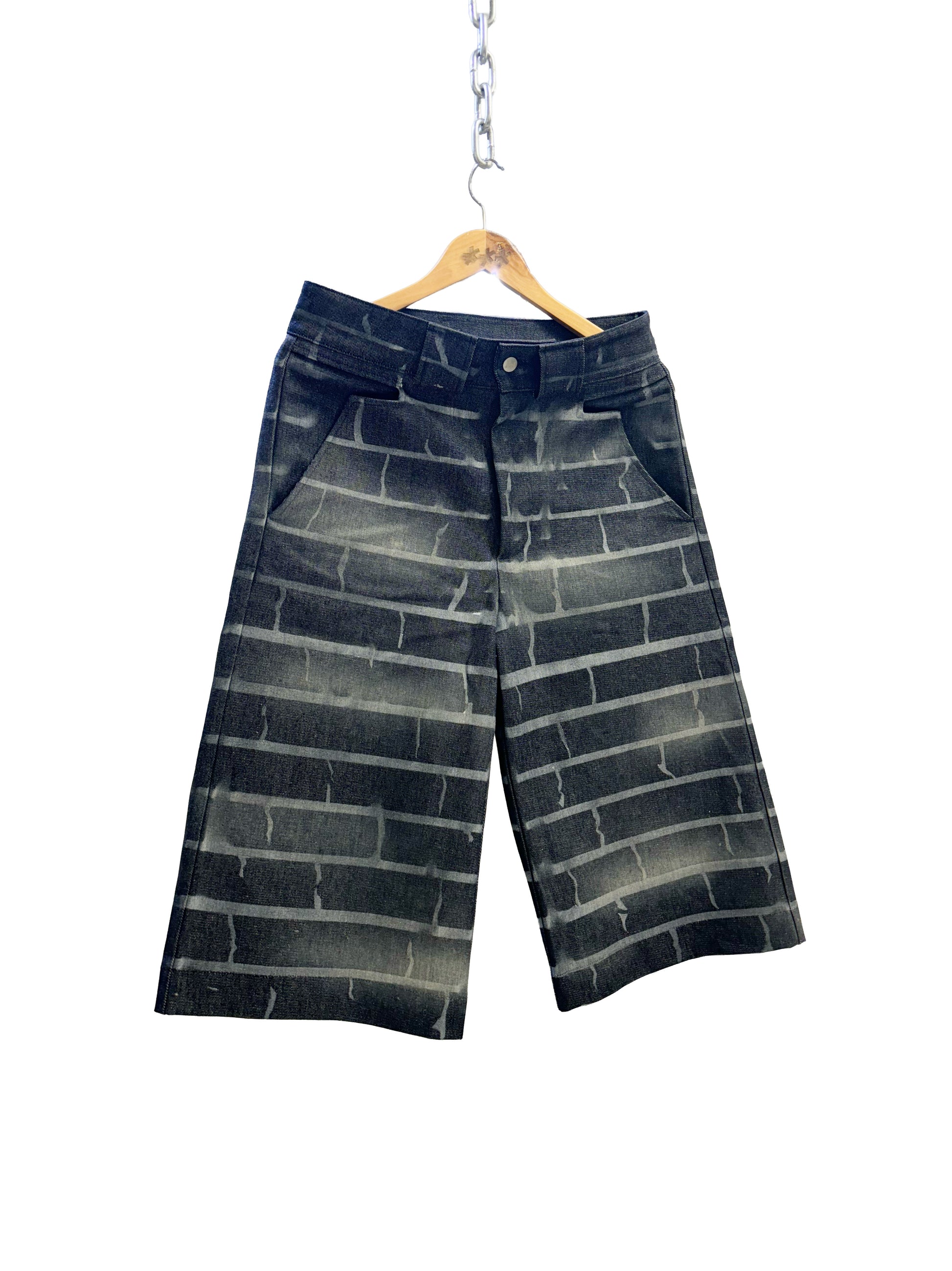 "RAW BRICK" SMOKED INDIGO RAW DENIM JORTS CUSTOM|| 1969 FOLLEMENTE