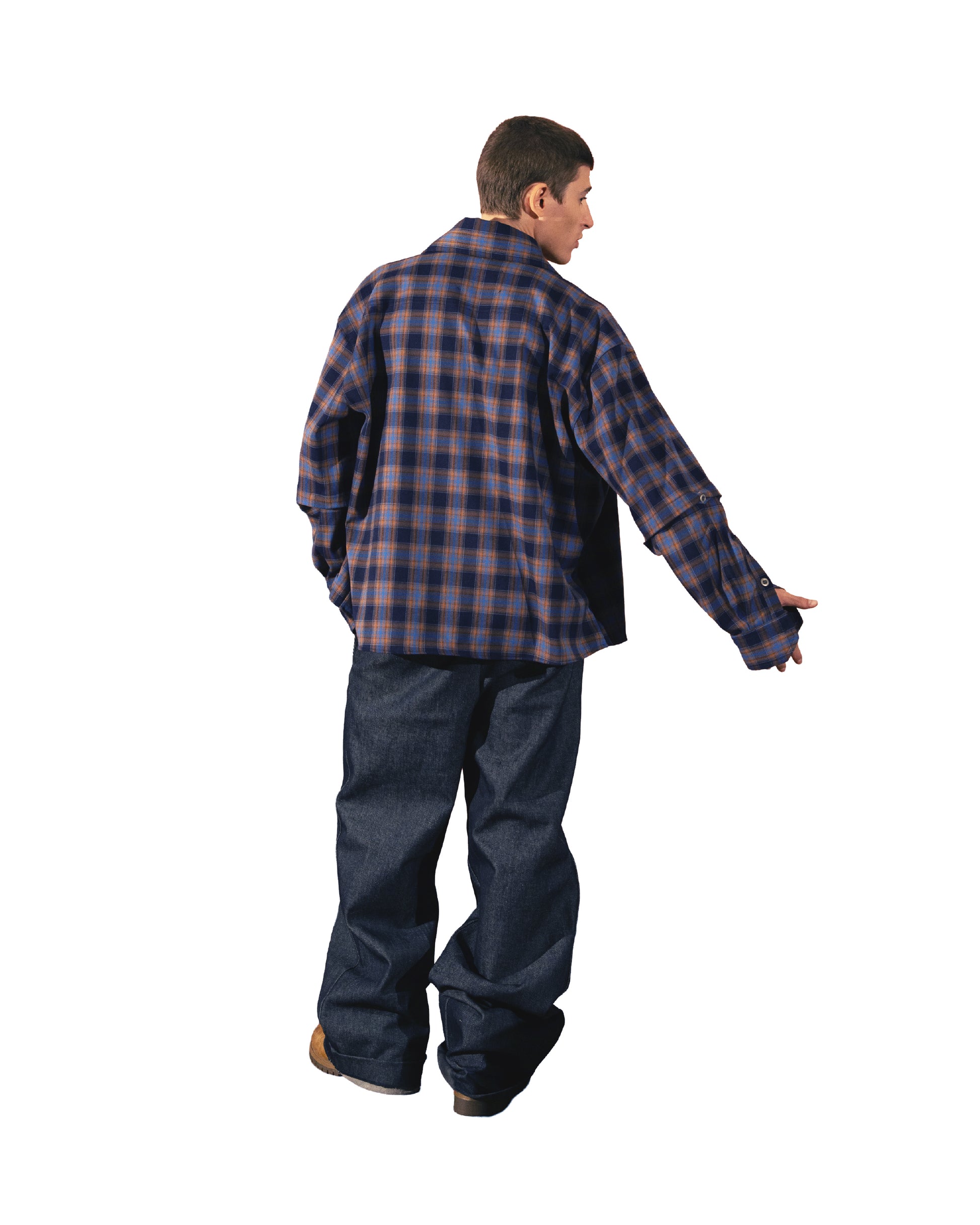 2IN1 DETACHABLE FLANNEL SHIRT BLUE