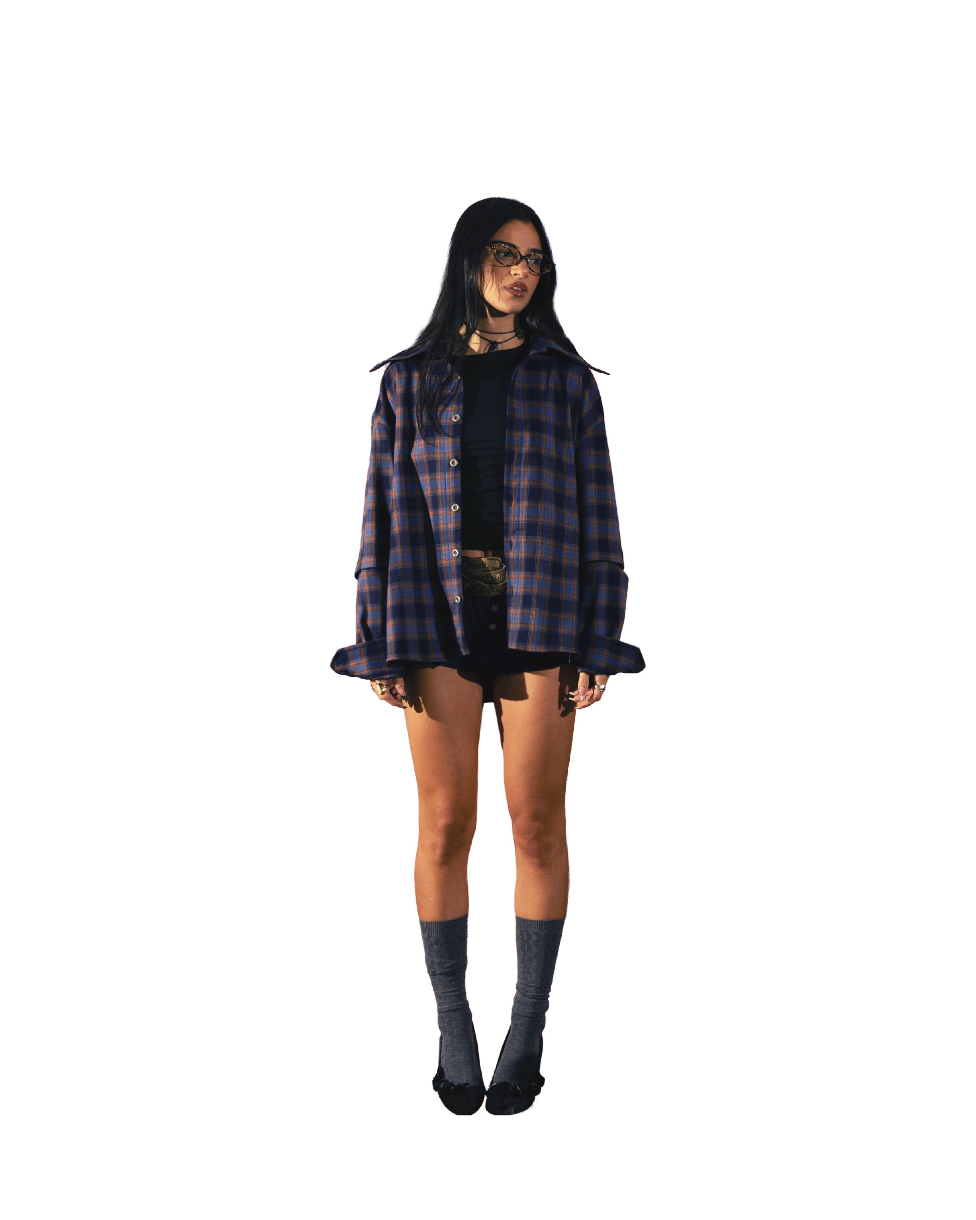 2IN1 DETACHABLE FLANNEL SHIRT BLUE